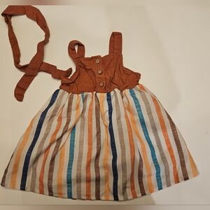 PatPat Burnt Orange Infant Dress With Bow/Belt